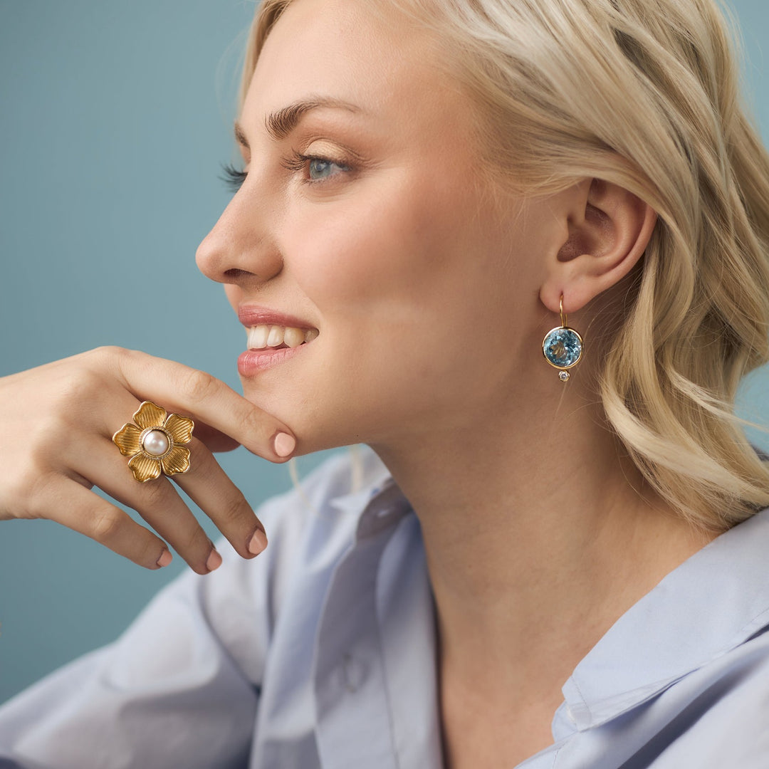 Faceted Tini Mini Drop Earrings in Sky Blue Topaz