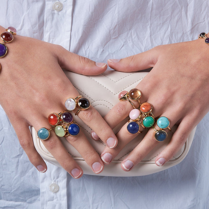 Rainbow Ring in Pink Opal